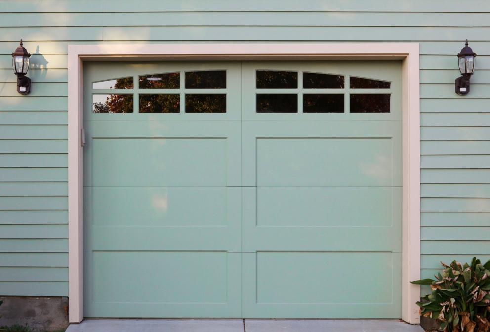 light green garage door