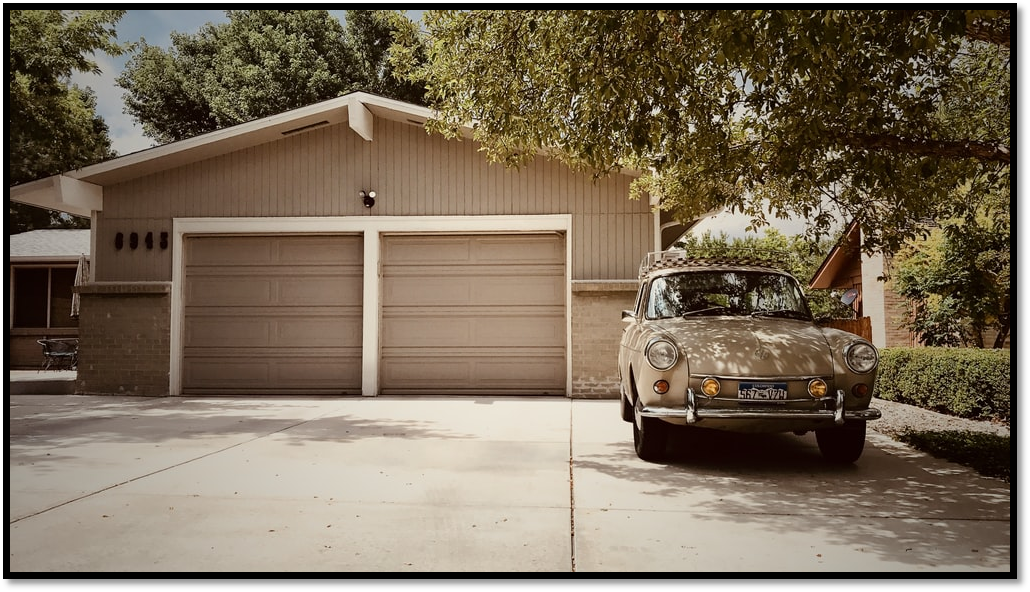 Garage door of a vintage house