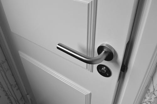 White door with lock