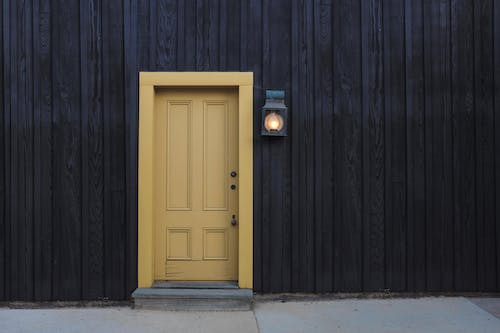 a wooden house door