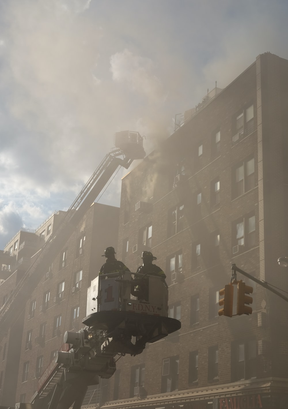 A commercial property on fire