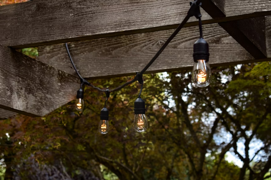 Fairy lights in a home’s exterior space design
