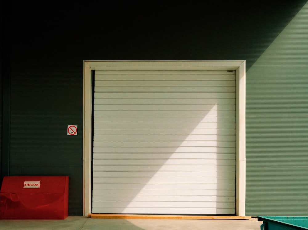 A closed garage door