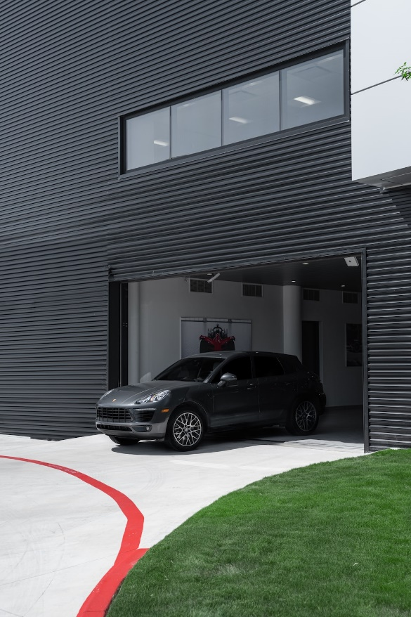 A garage door with an automatic opener